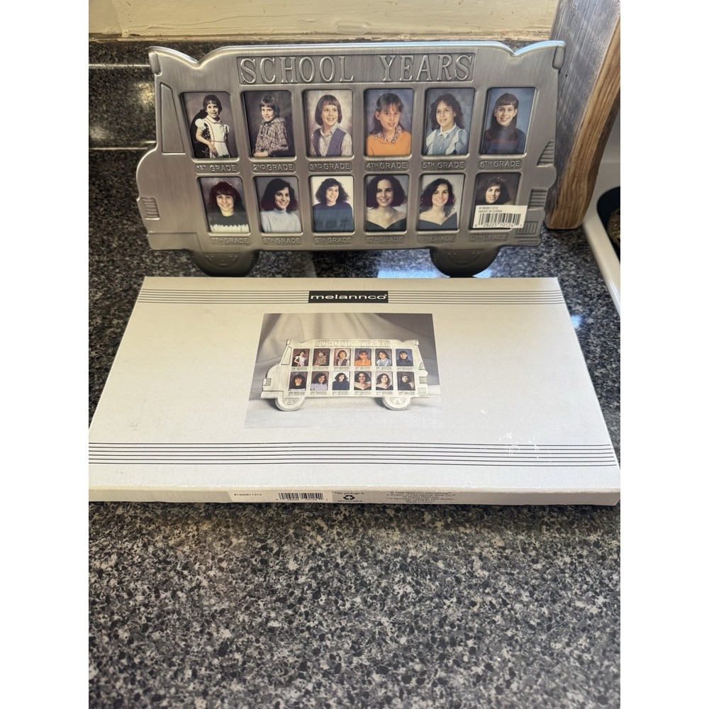 vintage melanneo silve‎ color School bus School yesrs photo Frame NEW